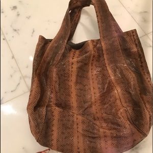 Beirn Brown Snakeskin Tote Bag